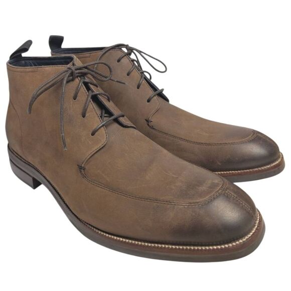 Cole Haan Wagner Apron Brown Leather Distressed Chukka Ankle Boots Mens 13 NWOB - Picture 1 of 8